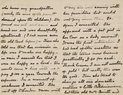 Lot #520 Arthur Conan Doyle Autograph Letter Signed on an Unwelcome Lodger: 