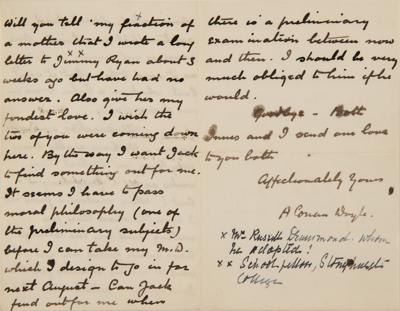 Lot #520 Arthur Conan Doyle Autograph Letter Signed on an Unwelcome Lodger: 