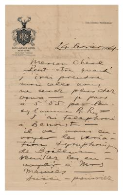 Lot #621 Pablo Casals Autograph Letter Signed - Image 1