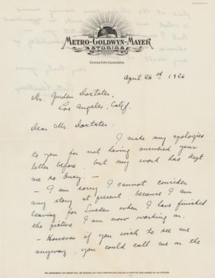 Lot #935 Victor Sjostrom Autograph Letter Signed - Image 1