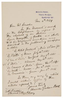Lot #143 Alexander Graham Bell Autograph Letter Signed on the Invention of the Telephone - Image 1