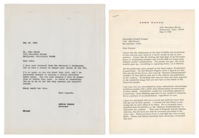 Lot #957 John Wayne Typed Letter Signed to Ronald Reagan - Image 1