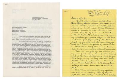 Lot #91 Ronald Reagan and John Wayne Autograph/Typed Letters Signed on Horse Racing Board Appointee - Image 2