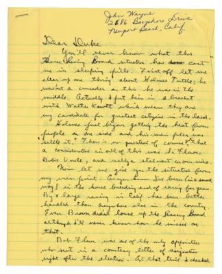 Lot #91 Ronald Reagan and John Wayne Autograph/Typed Letters Signed on Horse Racing Board Appointee - Image 4