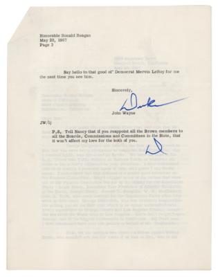 Lot #91 Ronald Reagan and John Wayne Autograph/Typed Letters Signed on Horse Racing Board Appointee - Image 9