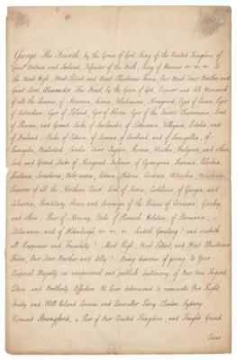 Lot #131 King George IV Letter Signed to Tsar Alexander I Announcing a New Diplomat - Image 2