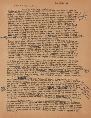 Lot #566 Henry Miller Hand-Corrected Typed Draft