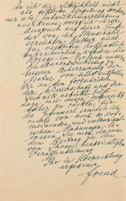 Lot #157 Sigmund Freud Autograph Letter Signed: 