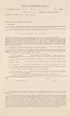Lot #600 Jimi Hendrix Very Early 1966 Music Contract for 'I Aint Taking Care of No Business' ? Signed as 'Jimmy Hendrix' - Image 3