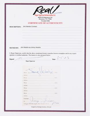 Lot #600 Jimi Hendrix Very Early 1966 Music Contract for 'I Aint Taking Care of No Business' ? Signed as 'Jimmy Hendrix' - Image 4