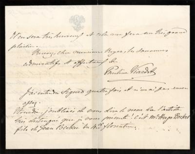 Lot #674 Pauline Viardot Autograph Letter Signed - Image 2