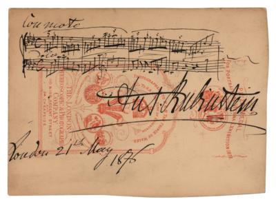 Lot #661 Anton Rubinstein Autograph Musical Quotation Signed on Cabinet Photo - Image 1