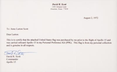 Lot #384 Apollo 15 Flown American Flag - From the Collection of Dave Scott - Image 2