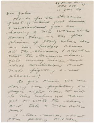 Lot #313 Omar Bradley WWII-Dated Autograph Letter Signed: 