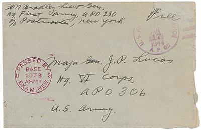 Lot #313 Omar Bradley WWII-Dated Autograph Letter Signed: 