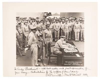 Lot #314 Chester Nimitz Signed Photograph of Japanese Surrender - Image 1