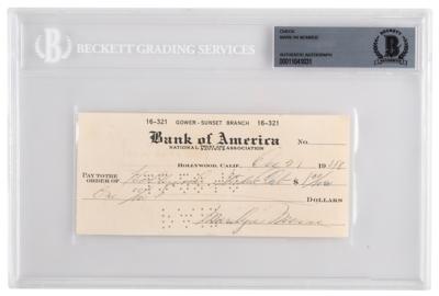 Lot #826 Marilyn Monroe Signed Check (1948) - Payable to the Hollywood Studio Club - Image 1