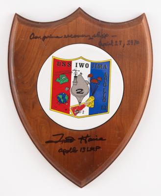 Lot #424 Fred Haise Signed USS Iwo Jima Recovery Ship Plaque - Image 1
