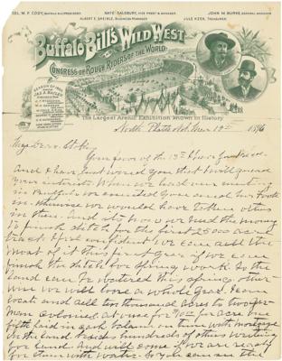 Lot #159 William F. 'Buffalo Bill' Cody Autograph Letter Signed on 'Wild West' Pictorial Letterhead, Discussing the Development of Cody, Wyoming - Image 1