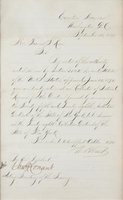 Lot #16 U. S. Grant Letter Signed as President, Retaining a New York Tax Collector - Image 2