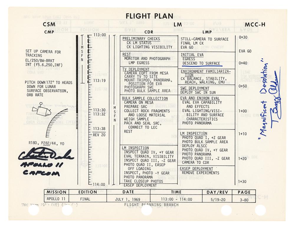 洋書 APOLLO 11 FLIGHT PLAN APOLLO 11]. FLIGHT PLAN, COMPLETE ORIGINAL PRINTING, SIGNED