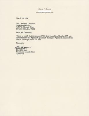 Lot #7077 Apollo 9 Flown Robbins Medallion - From the Personal Collection of Dave Scott - Image 3