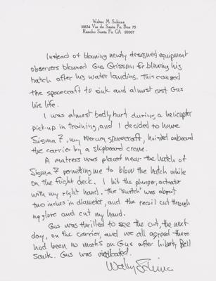 Lot #7005 Wally Schirra Autograph Letter Signed and Signed Photograph on Gus Grissom - Image 1