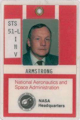 Lot #7306 Neil Armstrong's Signed Rogers Commission (Challenger Disaster Investigation) ID Badge - Image 1