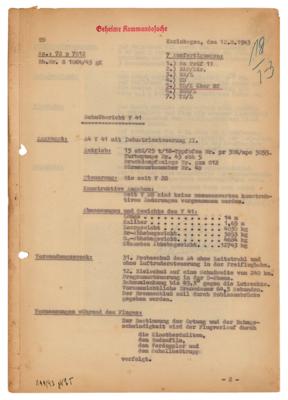 Lot #7268 Wernher von Braun Signed Peenemunde V-2 Rocket Crash Report - Image 1