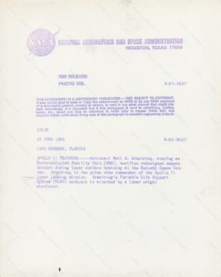 Lot #7113 Neil Armstrong Original 'Type 1' Photograph - Image 2
