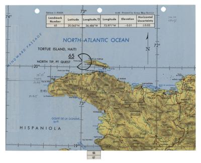 Lot #7074 Apollo 9 Landmark Map Checklist Page Annotated by Dave Scott [Attested as Flown by Richard Garner] - Image 1