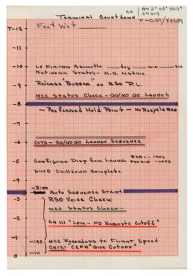 Lot #7199 Gene Kranz's Apollo 16 Handwritten Terminal Countdown - Image 1