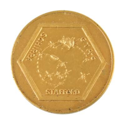 Lot #7030 Gemini 6 Flown Gold-Plated Flightline Medallion - From the Personal Collection of Tom Stafford - Image 1