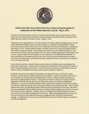 Lot #7176 Apollo 15 Lunar Surface-Flown Sieger Crew-Owned Cover - From the Collection of Dave Scott - Image 4