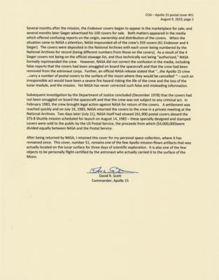 Lot #7176 Apollo 15 Lunar Surface-Flown Sieger Crew-Owned Cover - From the Collection of Dave Scott - Image 5