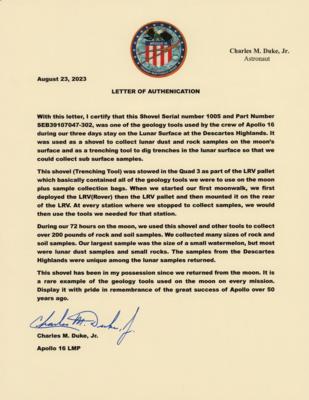 Lot #7197 Apollo 16 Lunar Surface-Used Moon Rock Scoop - From the Personal Collection of Charlie Duke - Image 17