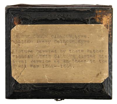 Lot #309 Union Soldier's Children Tintype Carried in War: Tintype of two children carried by their father 