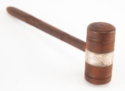 Lot #3 John Tyler: Wooden Relic Gavel from Tyler's House: Crafted with wood from President Tyler's stair rail, presented to an officer of the Daughters of the American Revolution - Image 1