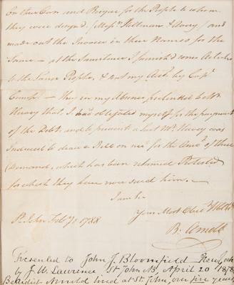 Lot #273 Benedict Arnold Autograph Letter Signed on Lumber Trade - Image 3