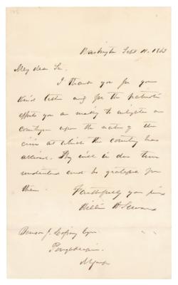 Lot #266 William Seward Autograph Letter Signed to Historian Benson Lossing on Civil War - Image 1
