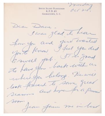 Lot #670 Tom Yawkey Autograph Letter Signed: 