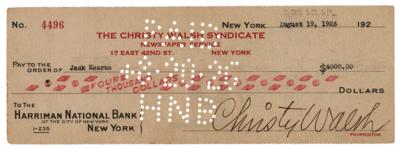 Lot #663 Jack Kearns and Christy Walsh Signed Check - Image 1