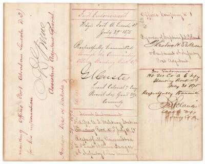 Lot #277 George A. Custer Signed Endorsement from Fort Abraham Lincoln (July 1875) - Image 1