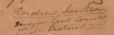 Lot #41 Andrew Jackson Signed Endorsement as Major General of the 7th Military District - Image 2