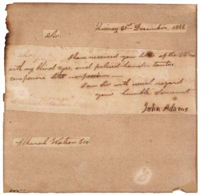 Lot #2 John Adams Letter Signed 