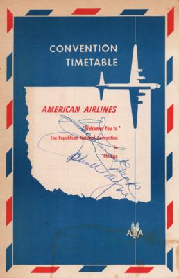 Lot #641 John Wayne Signed American Airlines Pamphlet for the 1952 Republican National Convention - Image 1