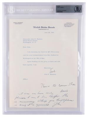 Lot #74 John F. Kennedy Rare Signed Check with Typed Letter as a Massachusetts Senator, Seeking the 1956 Vice Presidential Nomination - Image 3