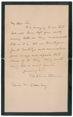 Lot #447 Robert Louis Stevenson Autograph Letter Signed on the Death of His Father ? 