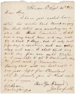 Lot #35 James A. Garfield Autograph Letter Signed