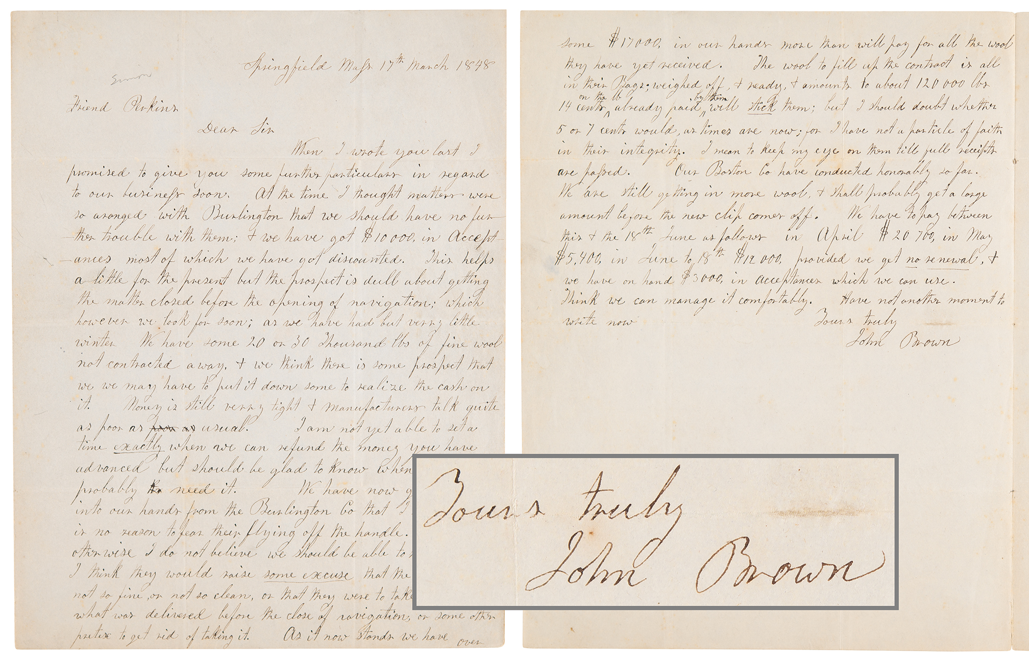 Lot #168 John Brown Autograph Letter Signed - Image 1
